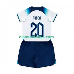Camisola Inglaterra Foden 20 Criança Equipamento Primeiro Copa do Mundo 2022 Manga Curta